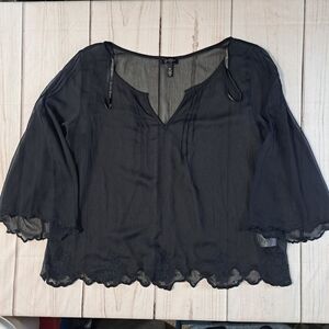 3 FOR 12 SALE Jessica Simpson Black Sheer Women's Blouse Size Medium